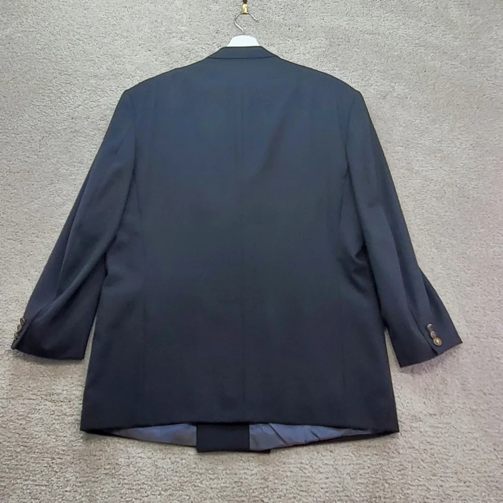 Pierre Cardin Mens Double Breasted Blazer 46 Black Gold Tone Buttons‎ 9869